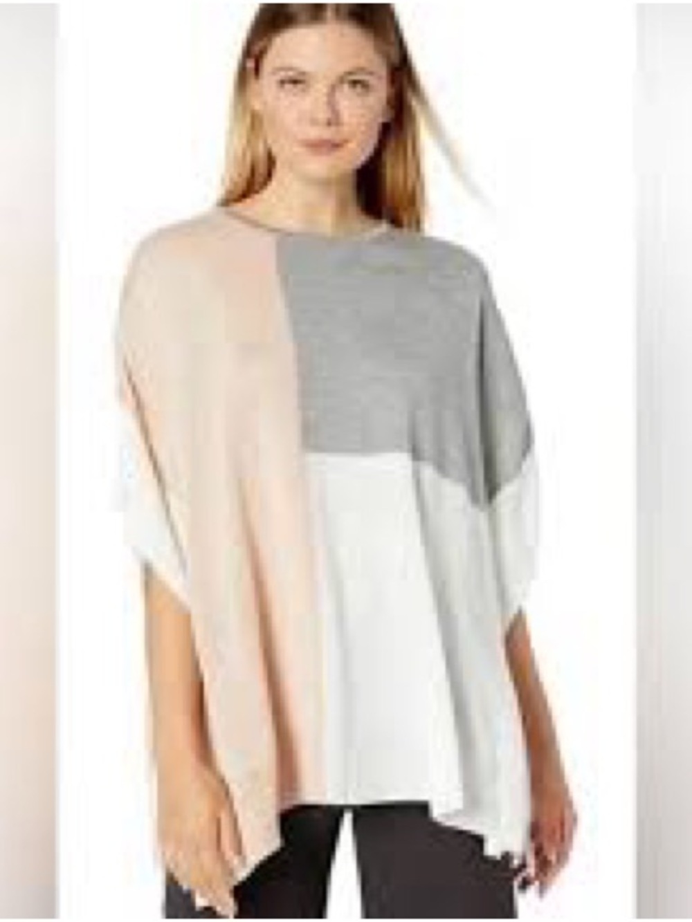 Calvin Klein Colorblock Dolman Tunic - Gray, Blush & White